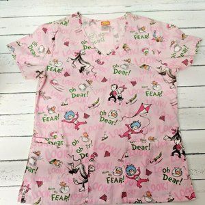 Dr. Seuss Women's Sz XS Scrub Top Short Sleeve